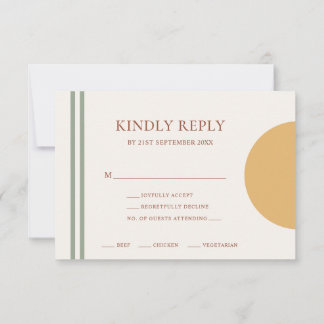 Terracotta Yellow Arches Menu Choice RSVP Card