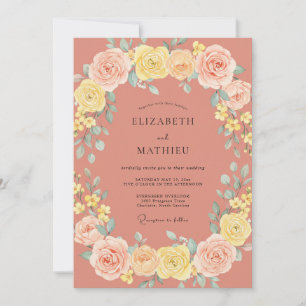 Terracotta Yellow Ranunculus Eucalyptus Wedding Invitation
