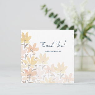 Terracotta Yellow Watercolor Wildflowers Thank You Card