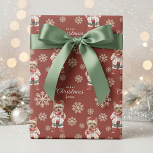Terracotta Yorkshire Terrier Christmas Wrapping Paper