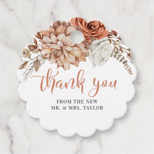 Terracottal Autumn Fall Floral Thank You Favour Ta Tags