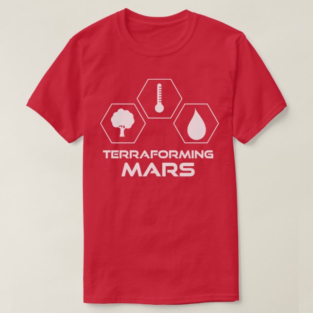 Terraforming Mars White Icons Stacked T-Shirt (Design Front)