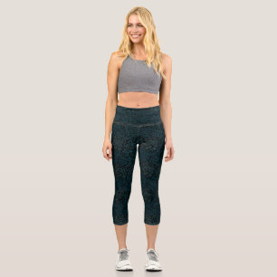 Terrain Pattern Blue 01bx4 Black BG Capri Leggings