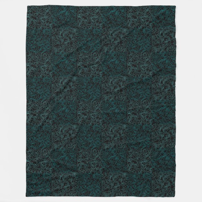 Terrain Pattern Green 01bx4.Black Fleece Blanket (Front)