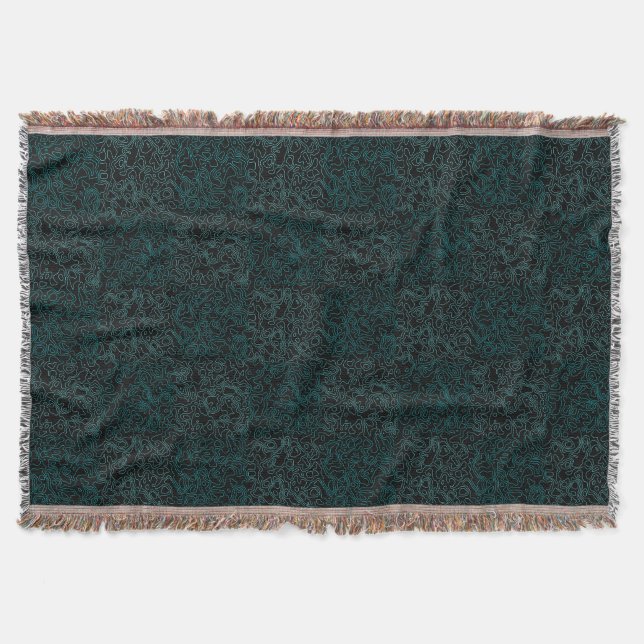 Terrain Pattern Green 01bx4.Black Throw Blanket (Front)