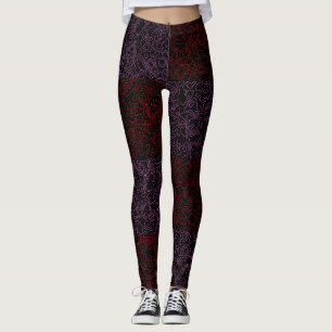 Terrain Pattern Red 01x4B Black BG Leggings