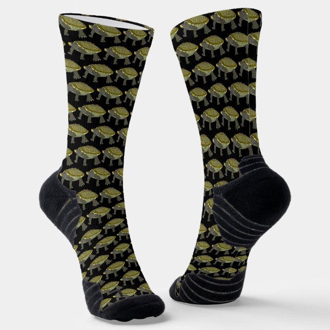 Terrapin (pattern black) - Athletic Socks (Angled)