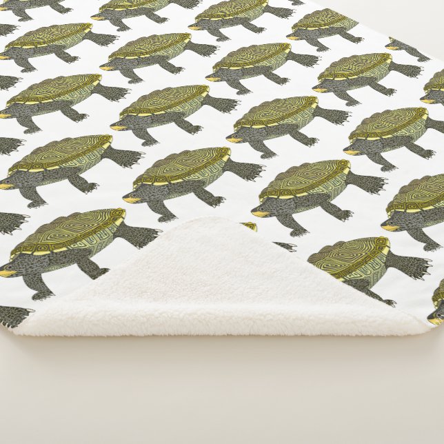 Terrapin (pattern white) - Sherpa Blanket (3/4)