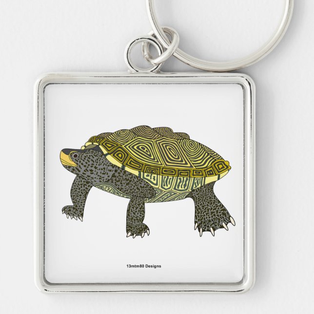 Terrapin (white) - Square Premium Keychain (Front)