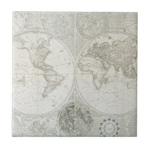 Terraqueous Globe by Samuel Dunn 1787 Ceramic Tile