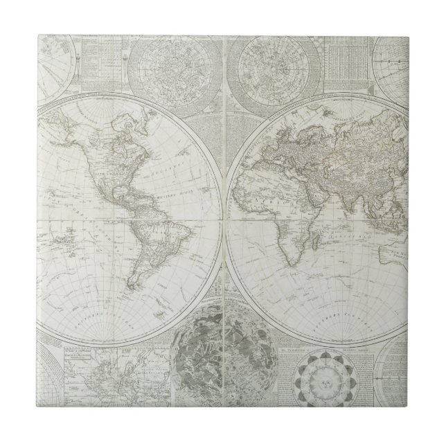 Terraqueous Globe by Samuel Dunn | 1787 Ceramic Tile (Front)