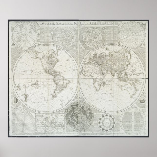 Terraqueous Globe by Samuel Dunn | 1787 Poster (Front)