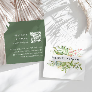 Terrarium Botanical QR Code Square Business Card
