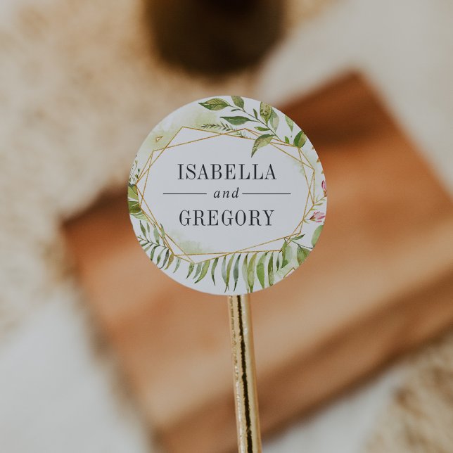 Terrarium | Green Botanical Wedding Classic Round Sticker (Creator Uploaded)