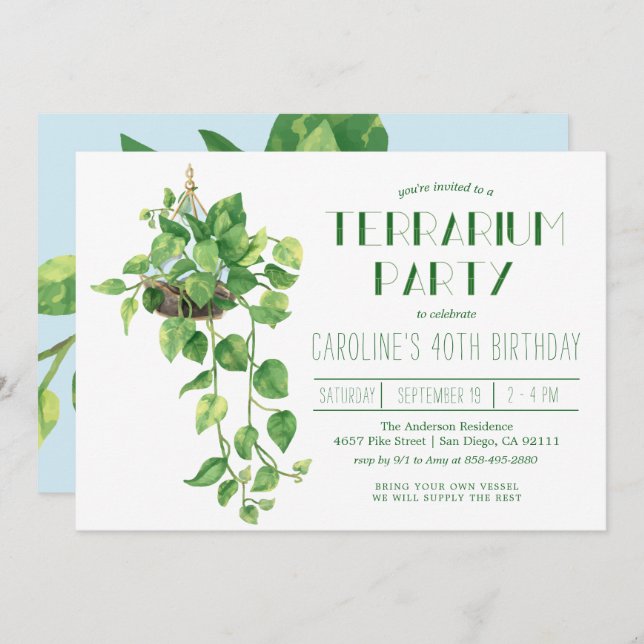 Terrarium Party Invitation (Front/Back)
