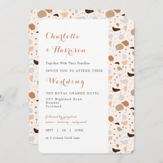 Terrazzo Abstract Modern Earthy Wedding Invitation