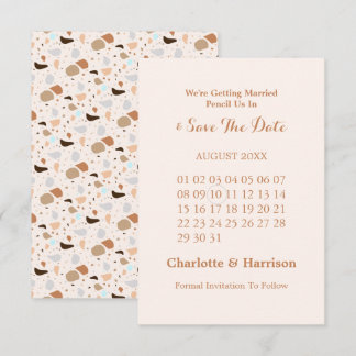 Terrazzo Abstract Modern Earthy Wedding Save The Date