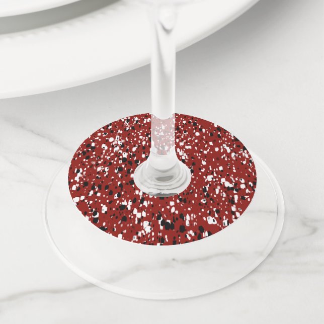 Terrazzo Abstract Pattern Design Wine Glass Tag (Close Up)
