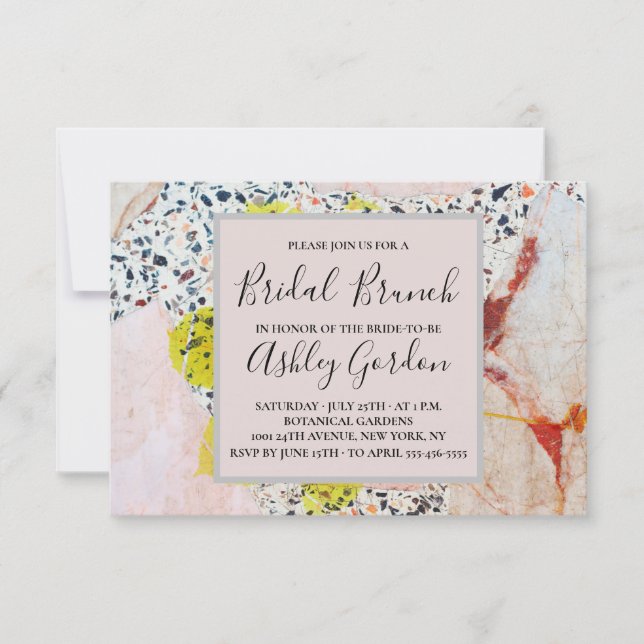 Terrazzo and Botanical Bridal Brunch Invitation (Front)