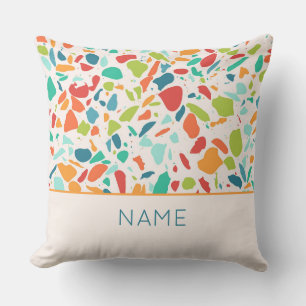Terrazzo Architectural Pattern NAME Colourful Fun Cushion