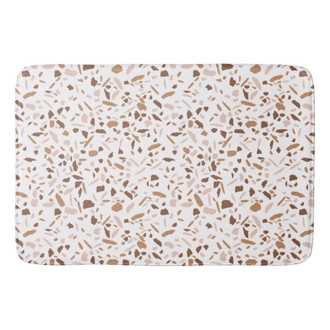 Terrazzo Brown and Beige and White  Bath Mat (Front)