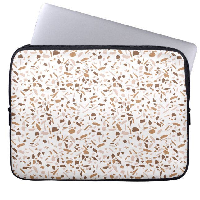 Terrazzo Brown and Beige and White  Laptop Sleeve (Front)