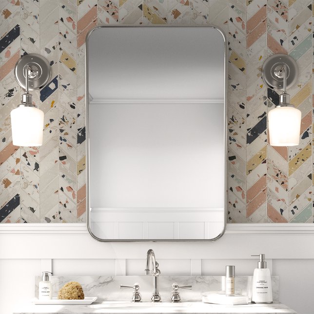 Terrazzo Chevron Multicolor Tile Wallpaper (Creator Uploaded)