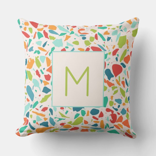 Terrazzo Colourful Architectural Initial Designer Cushion (Front)