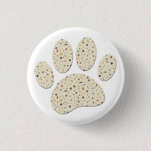 Terrazzo Dog Pawprint Pattern Art 3 Cm Round Badge