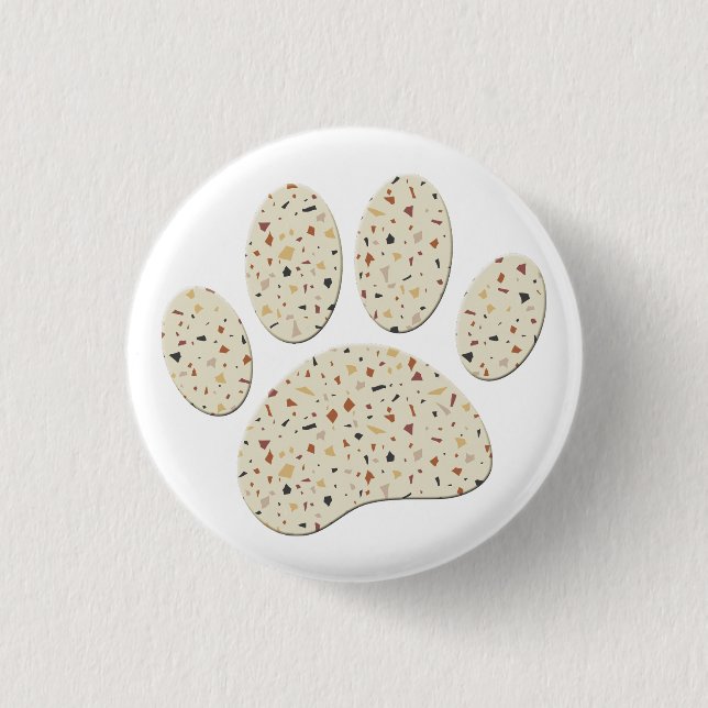 Terrazzo Dog Pawprint Pattern Art 3 Cm Round Badge (Front)