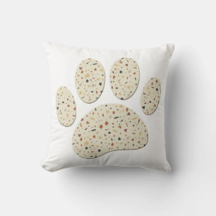 Terrazzo Dog Pawprint Pattern Art Cushion