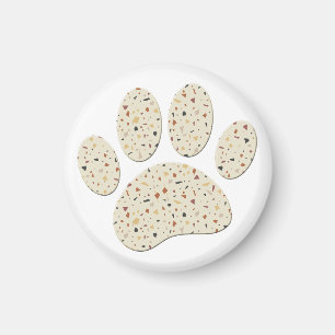 Terrazzo Dog Pawprint Pattern Art Magnet