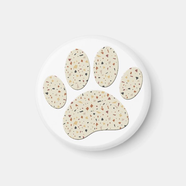 Terrazzo Dog Pawprint Pattern Art Magnet (Front)