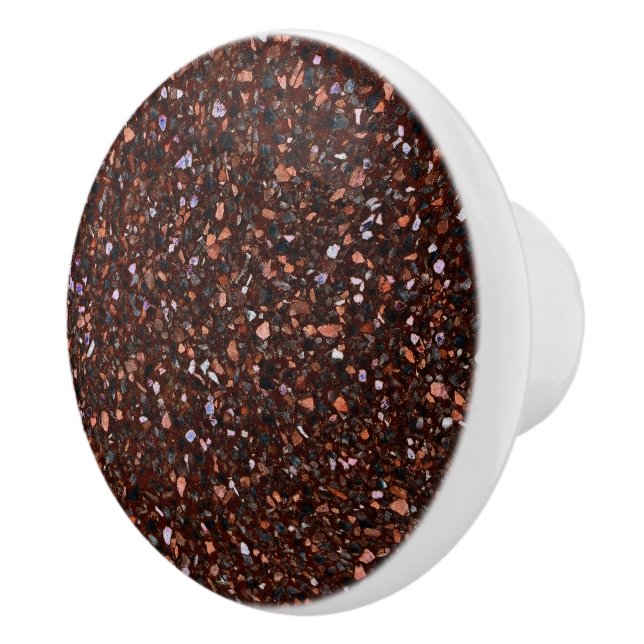 Terrazzo Elegant Brown Black Tan Brown Retro Ceramic Knob (Right)