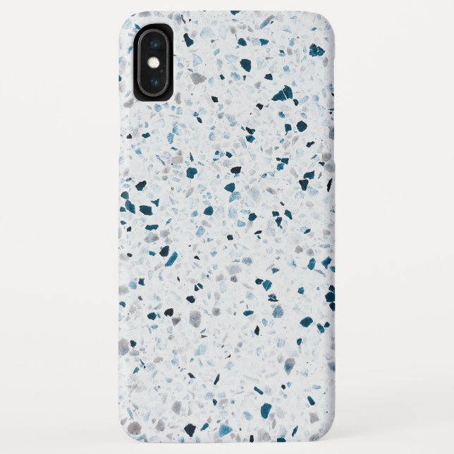 Terrazzo Elegant Teal Blue Green White Grey Retro Case-Mate iPhone Case (Back)