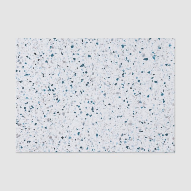 Terrazzo Elegant Teal Blue Green White Grey Retro Tissue Paper (Front)