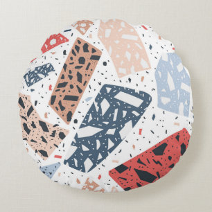 Terrazzo floor marble seamless hand drawn pattern  round cushion