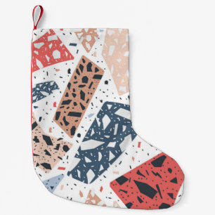 Terrazzo floor marble seamless hand drawn pattern small christmas stocking