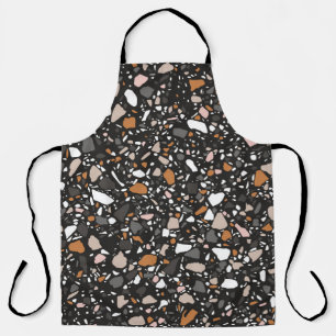 Terrazzo flooring seamless pattern in dark colors. apron