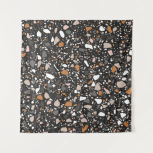 Terrazzo flooring seamless pattern in dark colors. tapestry