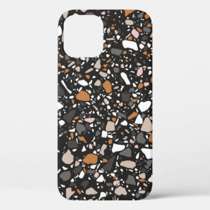 Terrazzo flooring seamless pattern in dark colours iPhone 12 case