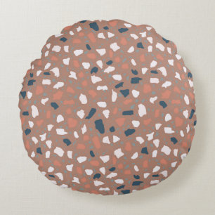 Terrazzo flooring seamless pattern. Vintage stone, Round Cushion