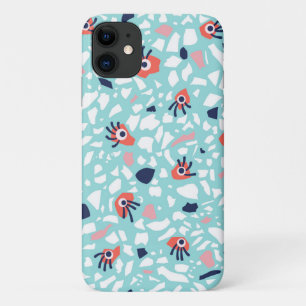 Terrazzo Funny Geometric Pattern With Eyes iPhone 11 Case
