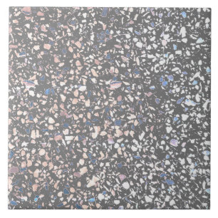 Terrazzo Grey Blue Pastel Minimal Modern Stone Ceramic Tile