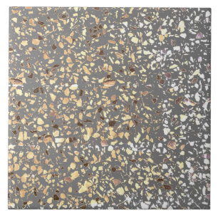Terrazzo Grey Brown Multi Minimal Modern Stone Ceramic Tile