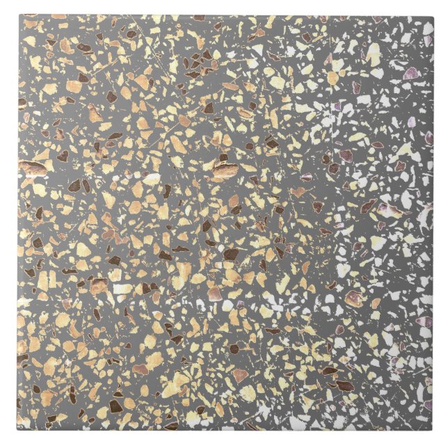 Terrazzo Grey Brown Multi Minimal Modern Stone Ceramic Tile (Front)