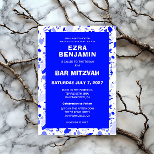 Terrazzo Hand Drawn Custom Bar Bat Mitzvah Invitation