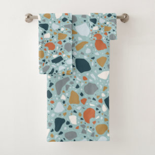 Terrazzo In Blue Bath Towel Set