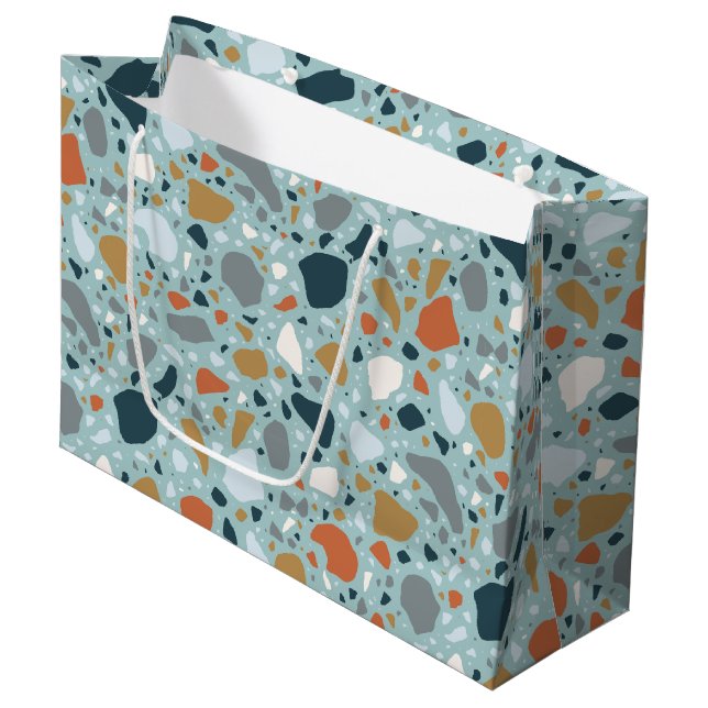 Terrazzo In Blue Large Gift Bag (Front Angled)
