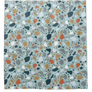 Terrazzo In Blue Shower Curtain